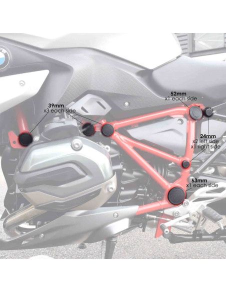 Puig frame caps BMW R1250 R 23-25 black