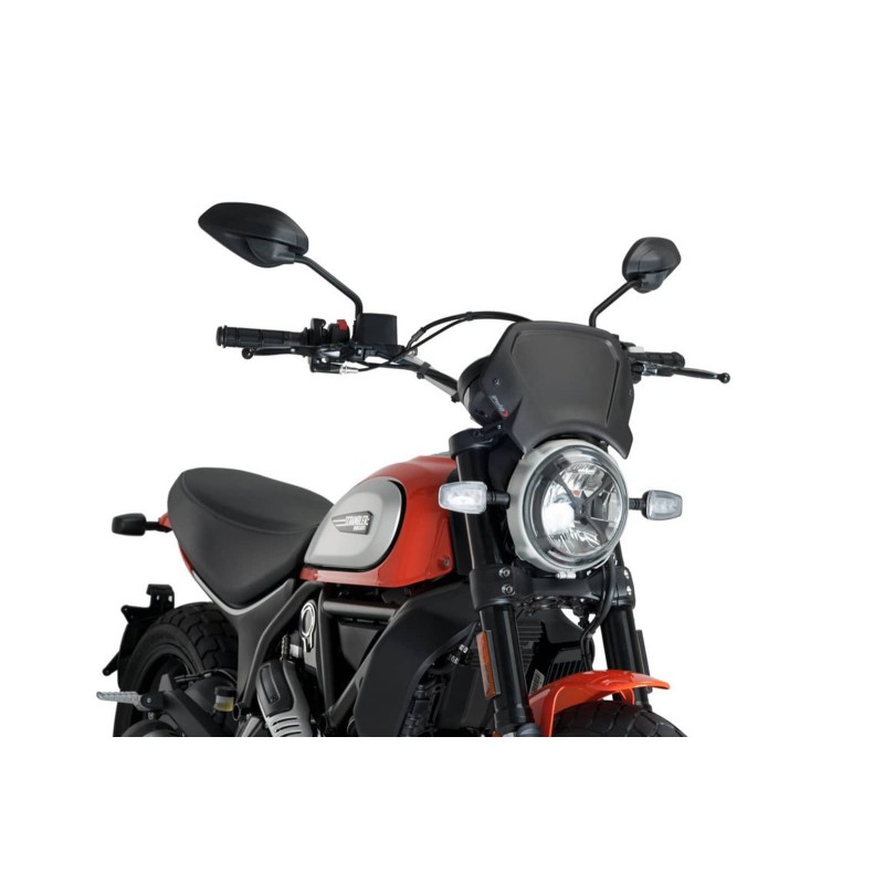 PUIG CARENATURA FRONTALE IN ALLUMINIO PER DUCATI SCRAMBLER CAFE RACER ANNO 17-20 COLORE NERO