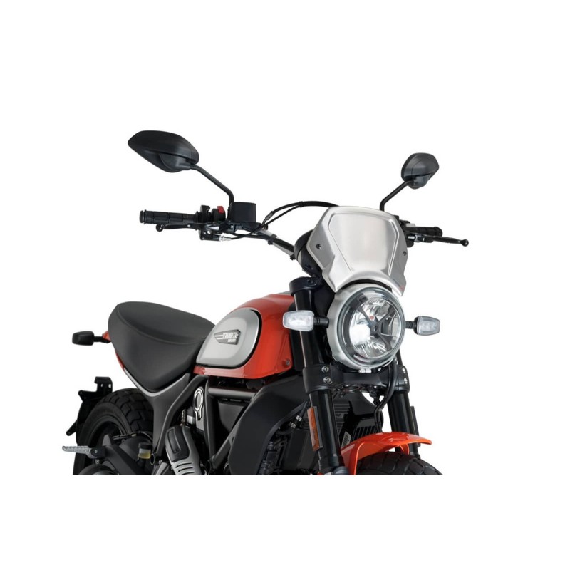 PUIG CARENATURA FRONTALE IN ALLUMINIO PER DUCATI SCRAMBLER CAFE RACER ANNO 17-20 COLORE SILVER