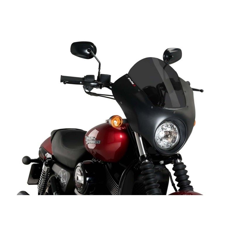 Demi-carenage Puig Dark Night pour Harley D Street 750 XG750 15-21, fume fonce