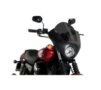 Demi-carenage Puig Dark Night pour Harley D Street 750 XG750 15-21, fume fonce