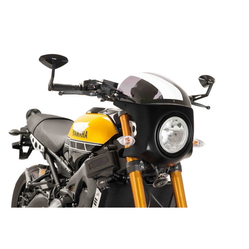 PUIG CUPOLINO SEMICARENATO PER MOTO GUZZI V7 III STONE 750 ANNO 17-22 COLORE FUME CHIARO-CARBON LOOK