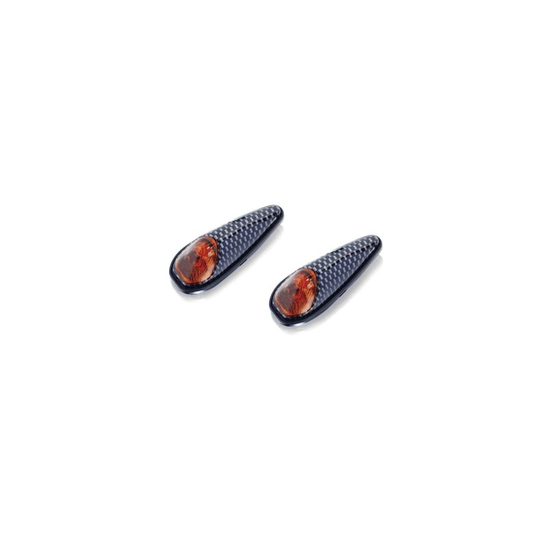 PUIG LED TURN SIGNALS SPEED ORANGE MODEL - Orange lenses and carbon base - Not approved - Dimensions: 60x23 mm. - COD. 1077T