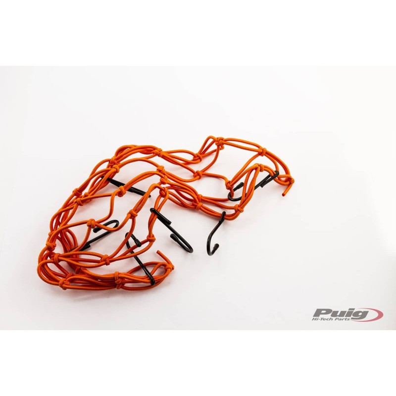 PUIG PORTE-OBJETS ELASTIQUE FILET ORANGE - COD. 0788T - Parfait pour transporter des objets dans la selle ARRIERE. Dimensions: