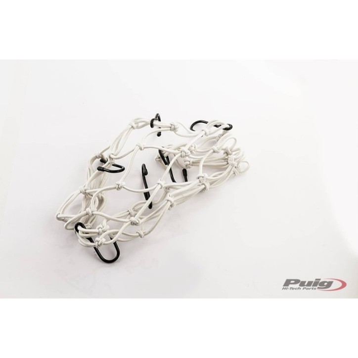 PUIG FILET ELASTIQUE POUR OBJETS BLANC - COD. 0788B - IdEal pour transporter des objets dans la selle ARRIERE. Dimensions :