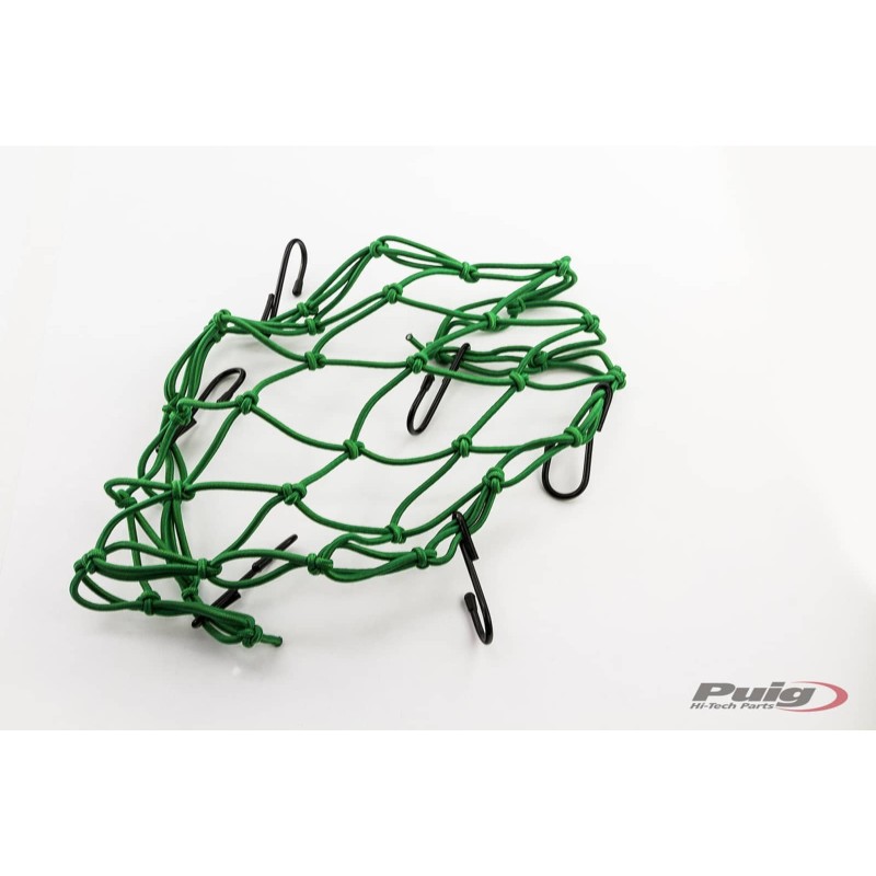 PUIG PORTE-OBJETS ELASTIQUE NET VERT - COD. 0788V - Parfait pour transporter des objets dans la selle ARRIERE. Dimensions : 350x