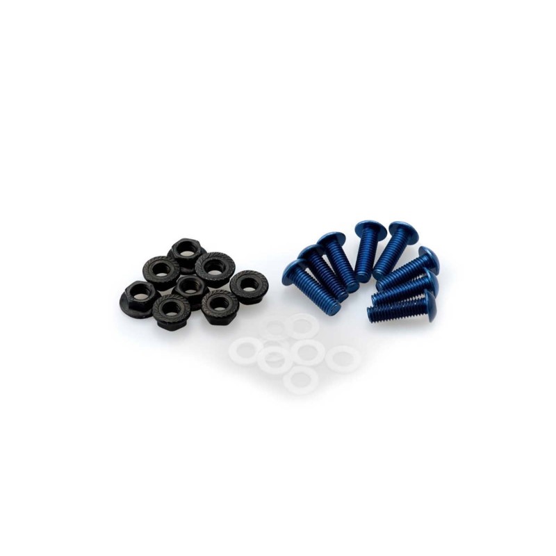 PUIG BLUE ANODIZED SCREWS KIT - COD. 0956A - Round head, hexagon socket, with nuts. Blister of 8 pieces. Size M5.