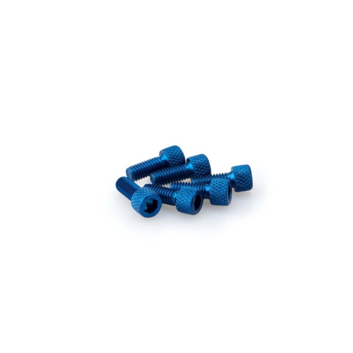 PUIG BLUE ANODIZED SCREWS KIT - COD. 0363A - Cylindrical head, hexagon socket. Blister of 6 pieces. Size M6 x 15mm.