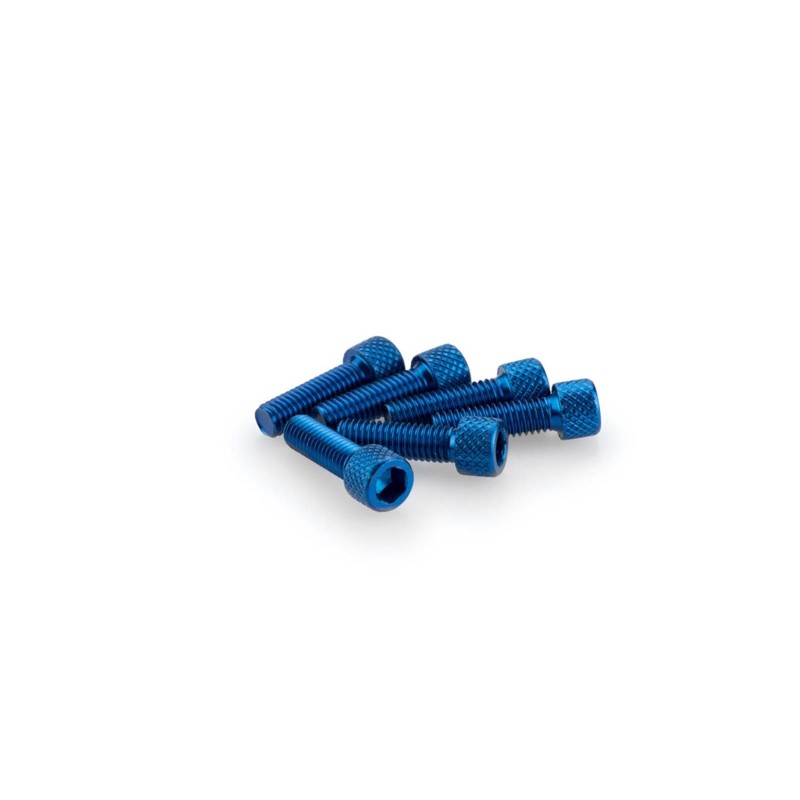 PUIG BLUE ANODIZED SCREWS KIT - COD. 0364A - Cylindrical head, hexagon socket. Blister of 6 pieces. Size M6 x 20mm.