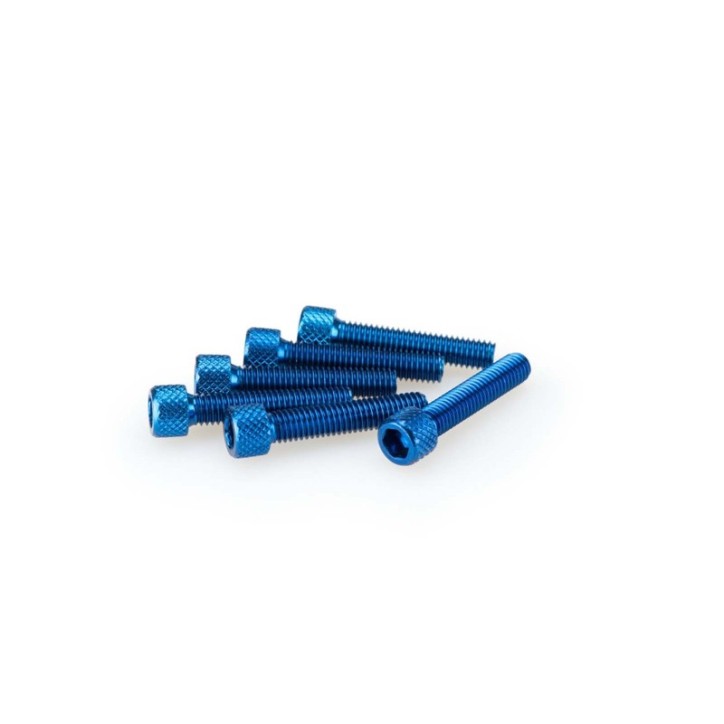 PUIG BLUE ANODIZED SCREWS KIT - COD. 0258A - Cylindrical head, hexagon socket. Blister of 6 pieces. Size M6 x 30mm.