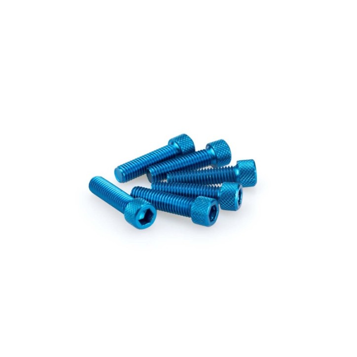 PUIG BLUE ANODIZED SCREWS KIT - COD. 0473A - Cylindrical head, hexagon socket. Blister of 6 pieces. Size M8 x 30mm.