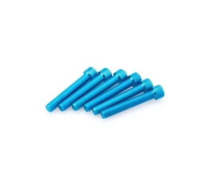 PUIG BLUE ANODIZED SCREWS KIT - COD. 0524A - Cylindrical head, hexagon socket. Blister of 6 pieces. Size M8 x 50mm.
