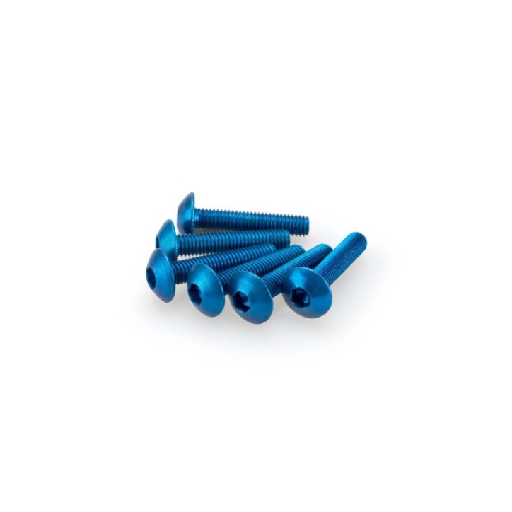 PUIG BLUE ANODIZED SCREWS KIT - COD. 0610A - Round head, hexagon socket. Blister of 6 pieces. Size M5 x 25mm.