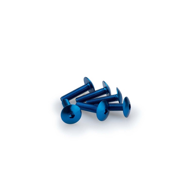 PUIG BLUE ANODIZED SCREWS KIT - COD. 0689A - Round head, hexagon socket. Blister of 6 pieces. Size M6 x 25mm.