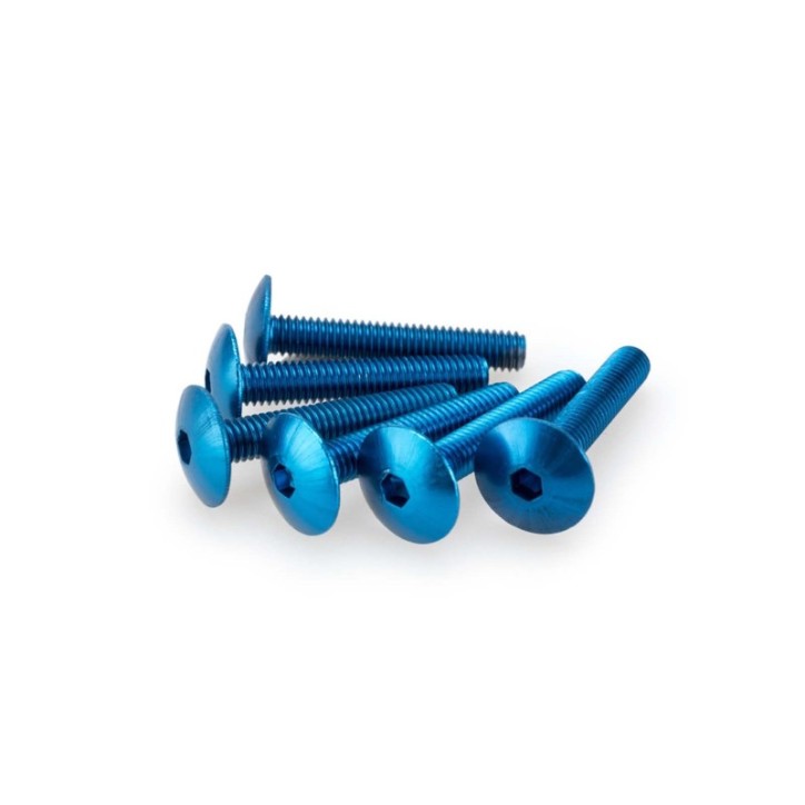 PUIG BLUE ANODIZED SCREWS KIT - COD. 3995A - Round head, hexagon socket. Blister of 6 pieces. Size M6 x 30mm.