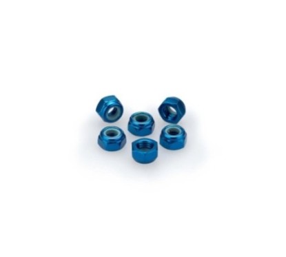 PUIG BLUE ANODIZED SCREWS KIT - COD. 0735A - Self-locking anodized aluminum nuts. Blister of 6 pieces. Size M5.