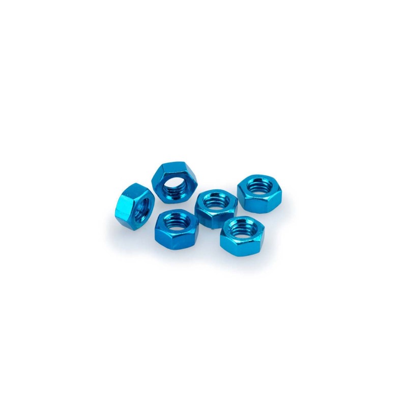 PUIG BLUE ANODIZED SCREWS KIT - COD. 0863A - Anodized aluminum nuts. Blister of 6 pieces. Size M8.