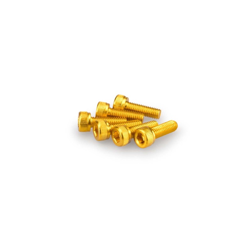 PUIG YELLOW ANODIZED SCREWS KIT - COD. 0146G - Cylindrical head, hexagon socket. Blister of 6 pieces. Size M5 x 15mm.