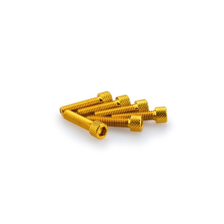 PUIG YELLOW ANODIZED SCREWS KIT - COD. 0544G - Cylindrical head, hexagon socket. Blister of 6 pieces. Size M6 x 25mm.