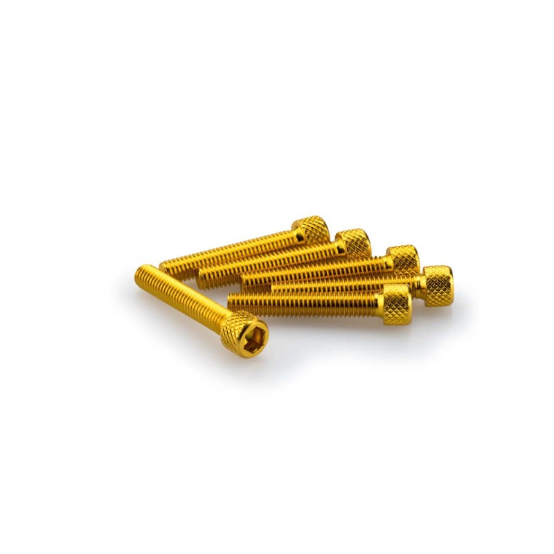 PUIG YELLOW ANODIZED SCREWS KIT - COD. 0346G - Cylindrical head, hexagon socket. Blister of 6 pieces. Size M6 x 35mm.