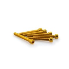 PUIG YELLOW ANODIZED SCREWS KIT - COD. 0370G - Cylindrical head, hexagon socket. Blister of 6 pieces. Size M6 x 45mm.