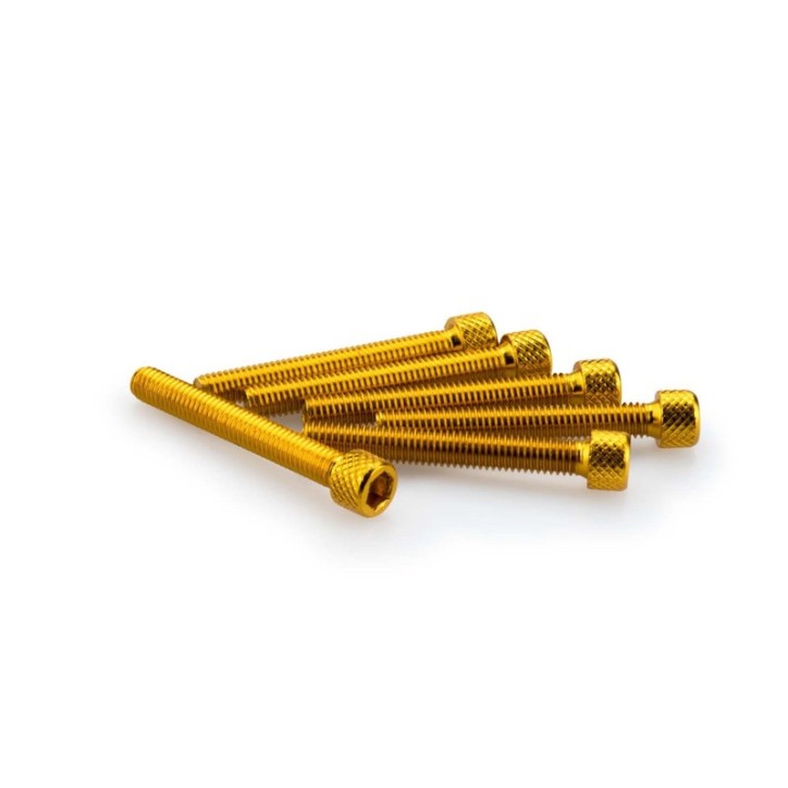 PUIG YELLOW ANODIZED SCREWS KIT - COD. 0370G - Cylindrical head, hexagon socket. Blister of 6 pieces. Size M6 x 45mm.