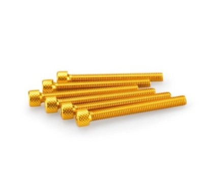 PUIG YELLOW ANODIZED SCREWS KIT - COD. 0446G - Cylindrical head, hexagon socket. Blister of 6 pieces. Size M6 x 55mm.