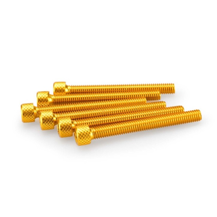 PUIG YELLOW ANODIZED SCREWS KIT - COD. 0446G - Cylindrical head, hexagon socket. Blister of 6 pieces. Size M6 x 55mm.