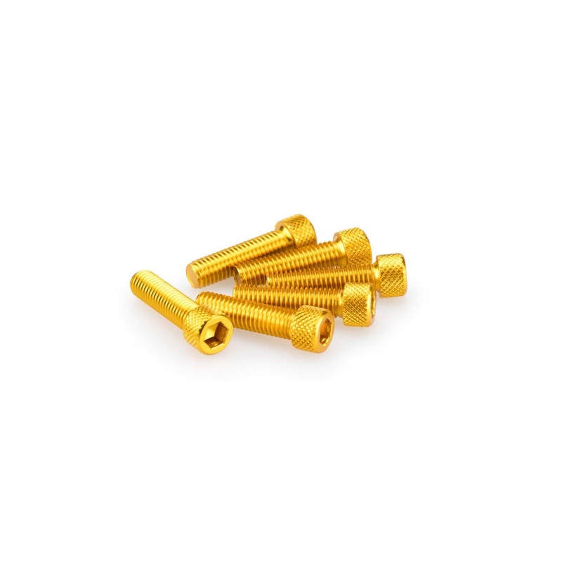 PUIG YELLOW ANODIZED SCREWS KIT - COD. 0473G - Cylindrical head, hexagon socket. Blister of 6 pieces. Size M8 x 30mm.