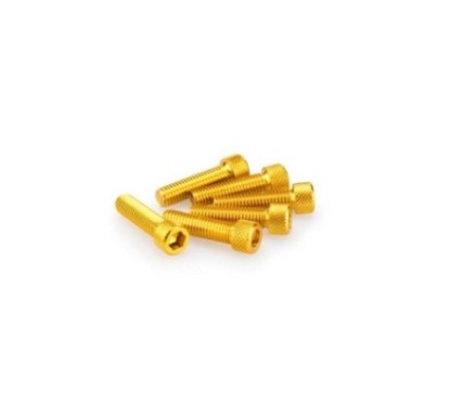 PUIG YELLOW ANODIZED SCREWS KIT - COD. 0473G - Cylindrical head, hexagon socket. Blister of 6 pieces. Size M8 x 30mm.