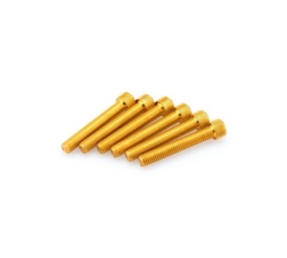 PUIG YELLOW ANODIZED SCREWS KIT - COD. 0524G - Cylindrical head, hexagon socket. Blister of 6 pieces. Size M8 x 50mm.