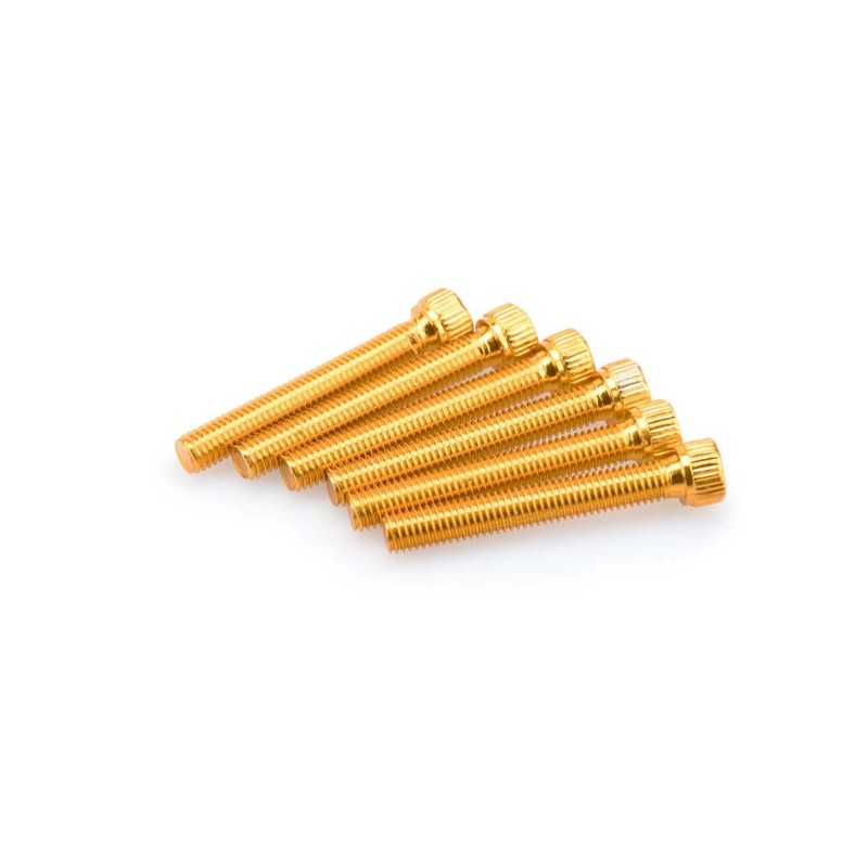 PUIG YELLOW ANODIZED SCREWS KIT - COD. 0540G - Cylindrical head, hexagon socket. Blister of 6 pieces. Size M8 x 55mm.