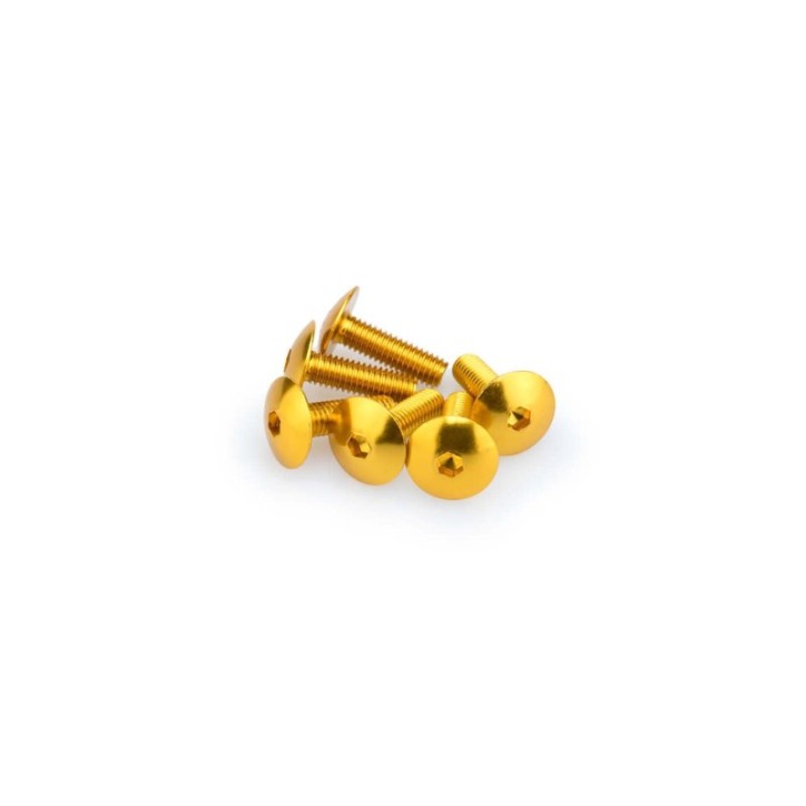 PUIG YELLOW ANODIZED SCREWS KIT - COD. 0657G - Round head, hexagon socket. Blister of 6 pieces. Size M6 x 20mm.