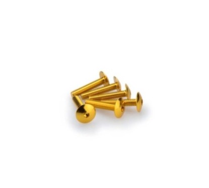 PUIG YELLOW ANODIZED SCREWS KIT - COD. 3995G - Round head, hexagon socket. Blister of 6 pieces. Size M6 x 30mm.