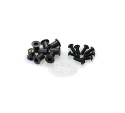 PUIG BLACK ANODIZED SCREW KIT - COD. 0957N - Round head, hexagon socket, with Silent Block. Blister of 8 pieces. Size M5.