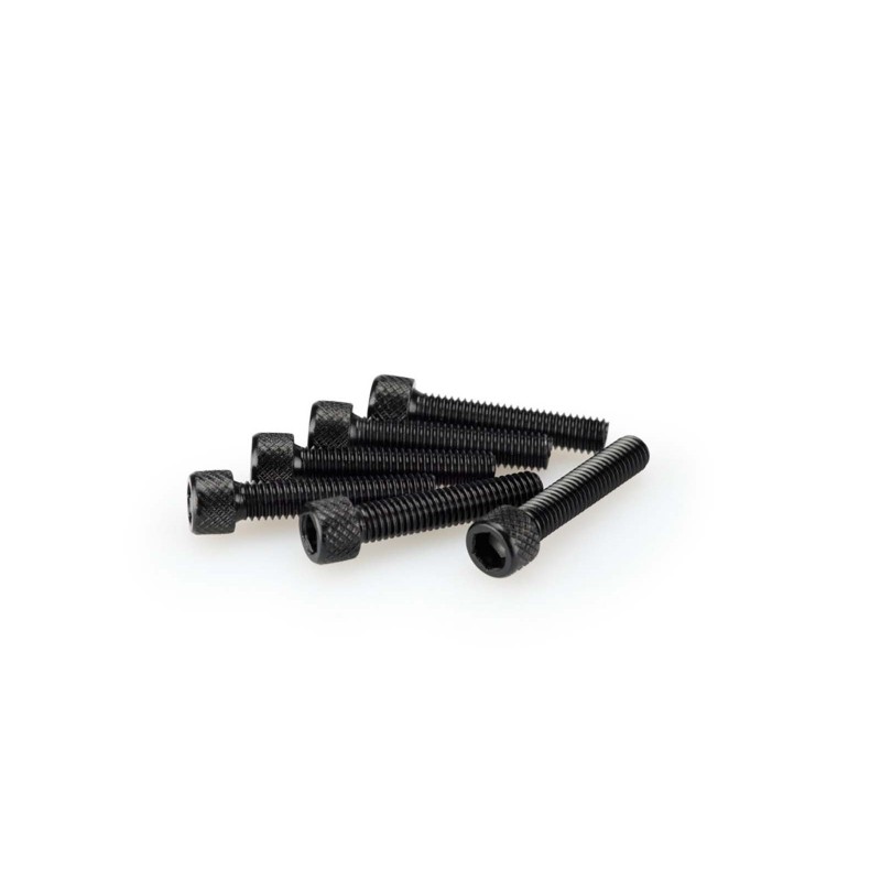 PUIG BLACK ANODIZED SCREW KIT - COD. 0258N - Cylindrical head, hexagon socket. Blister of 6 pieces. Size M6 x 30mm.