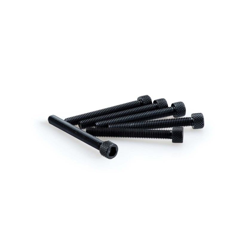 PUIG BLACK ANODIZED SCREW KIT - COD. 0421N - Cylindrical head, hexagon socket. Blister of 6 pieces. Size M6 x 50mm.