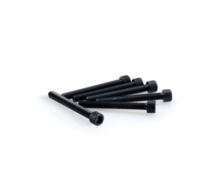 PUIG BLACK ANODIZED SCREW KIT - COD. 0421N - Cylindrical head, hexagon socket. Blister of 6 pieces. Size M6 x 50mm.