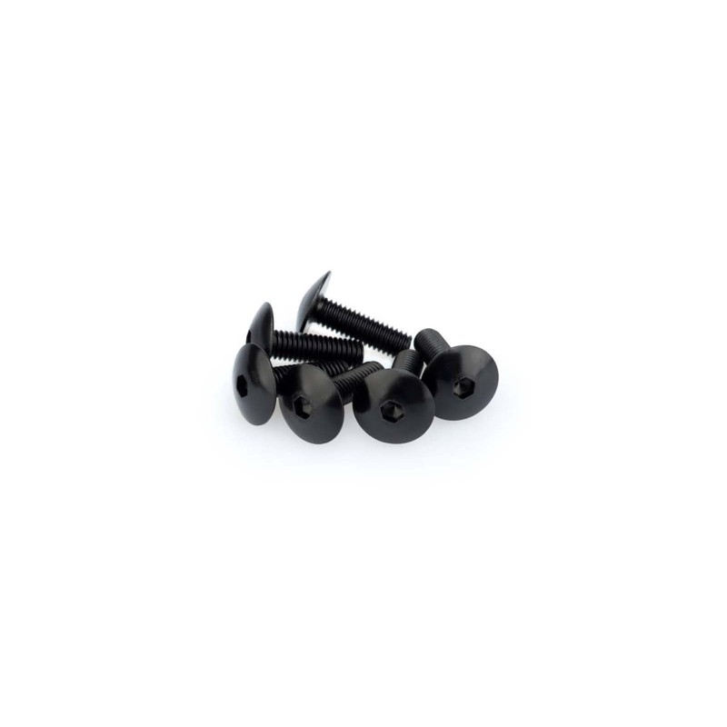 PUIG BLACK ANODIZED SCREW KIT - COD. 0657N - Round head, hexagon socket. Blister of 6 pieces. Size M6 x 20mm.