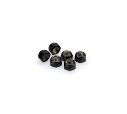 PUIG BLACK ANODIZED SCREW KIT - COD. 0832N - Self-locking anodized aluminum nuts. Blister of 6 pieces. Size M8.