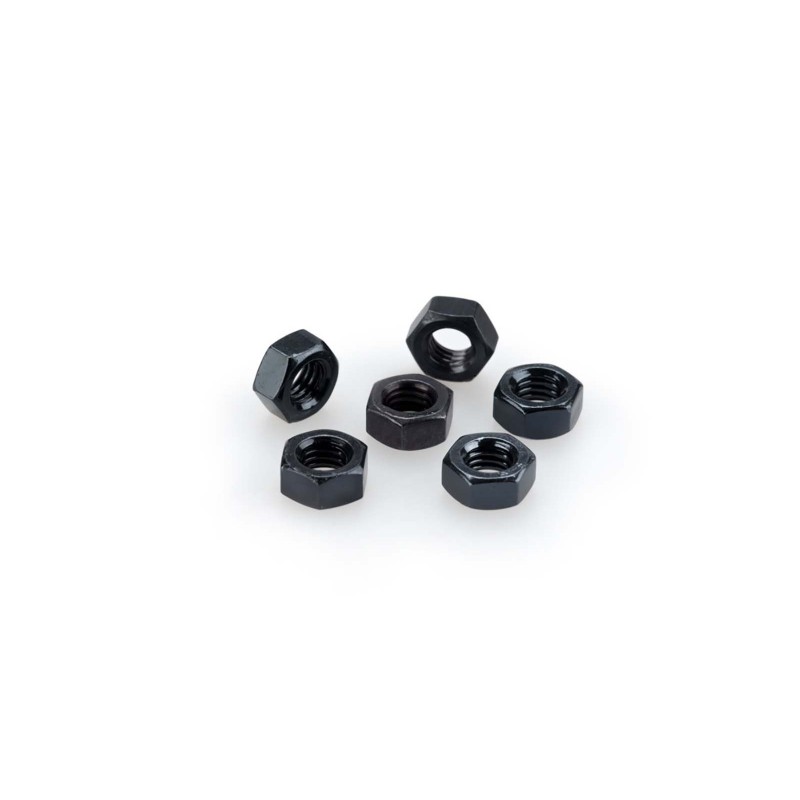 PUIG BLACK ANODIZED SCREW KIT - COD. 0764N - Anodized aluminum nuts. Blister of 6 pieces. Size M6.