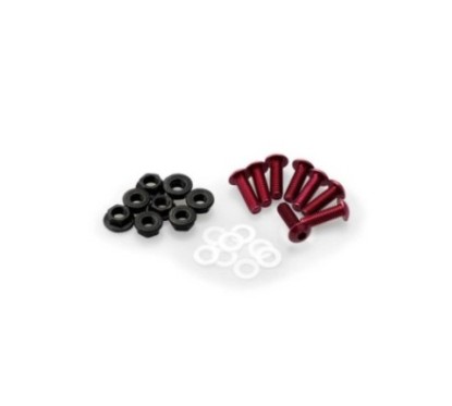 PUIG RED ANODIZED SCREWS KIT - COD. 0956R - Round head, hexagon socket, with nuts. Blister of 8 pieces. Size M5.