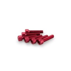 PUIG RED ANODIZED SCREWS KIT - COD. 0544R - Cylindrical head, hexagon socket. Blister of 6 pieces. Size M6 x 25mm.