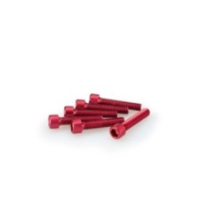PUIG RED ANODIZED SCREWS KIT - COD. 0258R - Cylindrical head, hexagon socket. Blister of 6 pieces. Size M6 x 30mm.