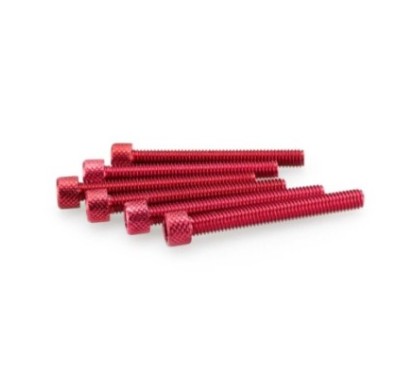 PUIG RED ANODIZED SCREWS KIT - COD. 0421R - Cylindrical head, hexagon socket. Blister of 6 pieces. Size M6 x 50mm.