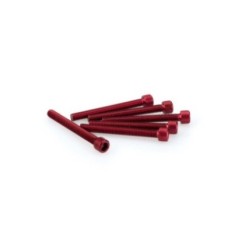 PUIG RED ANODIZED SCREWS KIT - COD. 0446R - Cylindrical head, hexagon socket. Blister of 6 pieces. Size M6 x 55mm.