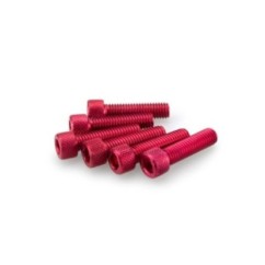 PUIG RED ANODIZED SCREWS KIT - COD. 0473R - Cylindrical head, hexagon socket. Blister of 6 pieces. Size M8 x 30mm.