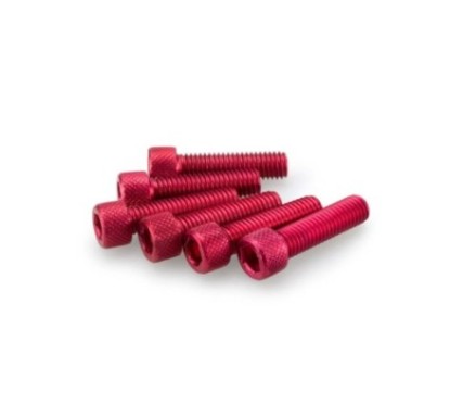 PUIG RED ANODIZED SCREWS KIT - COD. 0473R - Cylindrical head, hexagon socket. Blister of 6 pieces. Size M8 x 30mm.