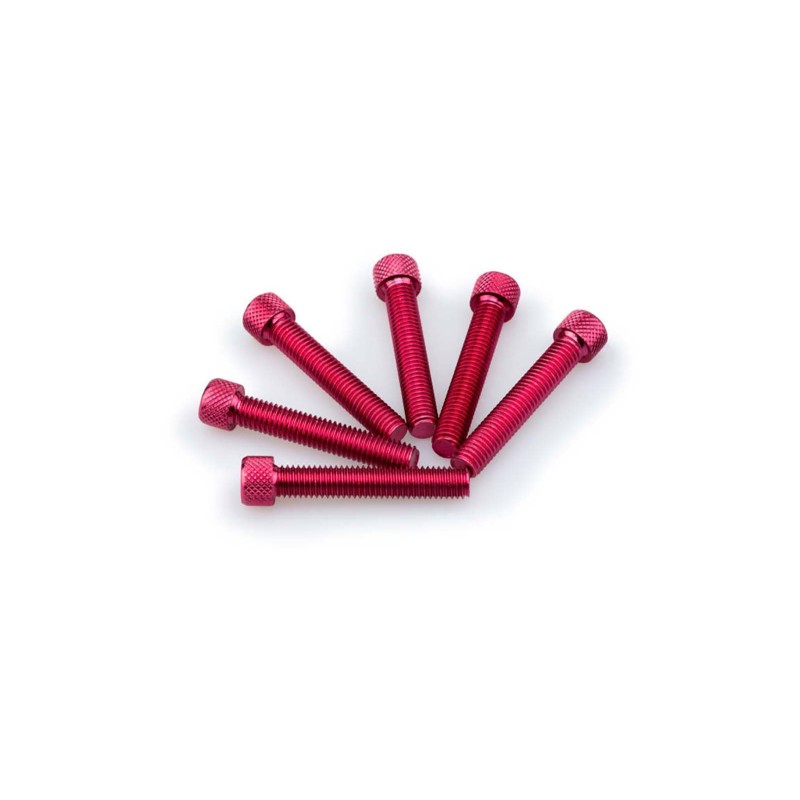 PUIG RED ANODIZED SCREWS KIT - COD. 0516R - Cylindrical head, hexagon socket. Blister of 6 pieces. Size M8 x 45mm.