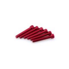 PUIG RED ANODIZED SCREWS KIT - COD. 0524R - Cylindrical head, hexagon socket. Blister of 6 pieces. Size M8 x 50mm.